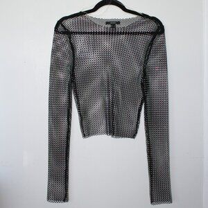 NWOT Forever 21 Rhinestone Mesh Long Sleeve Small
